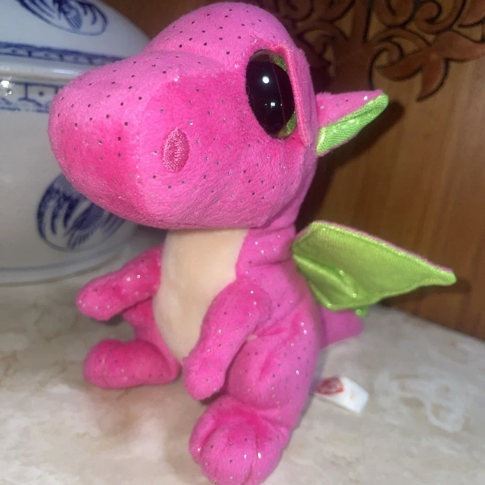 2016 Ty Darla Dragon Sparkle Eyes Foil Wings Neon Pink & Green‎ 6